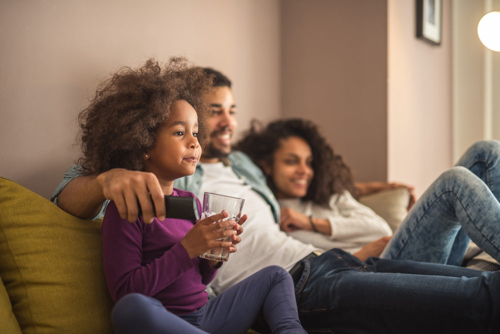 Family watching TV