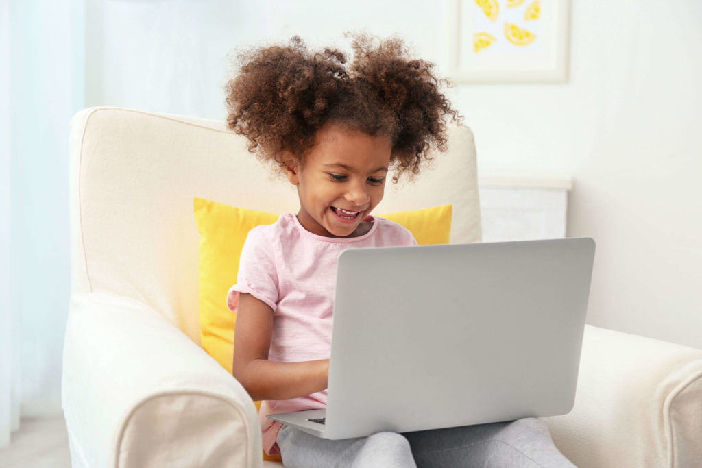 Child using laptop