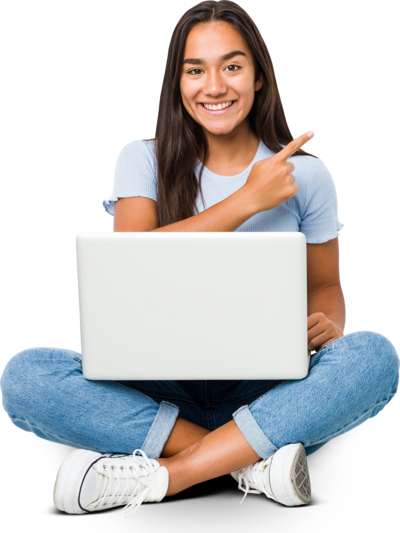 Generation Z female using a laptop